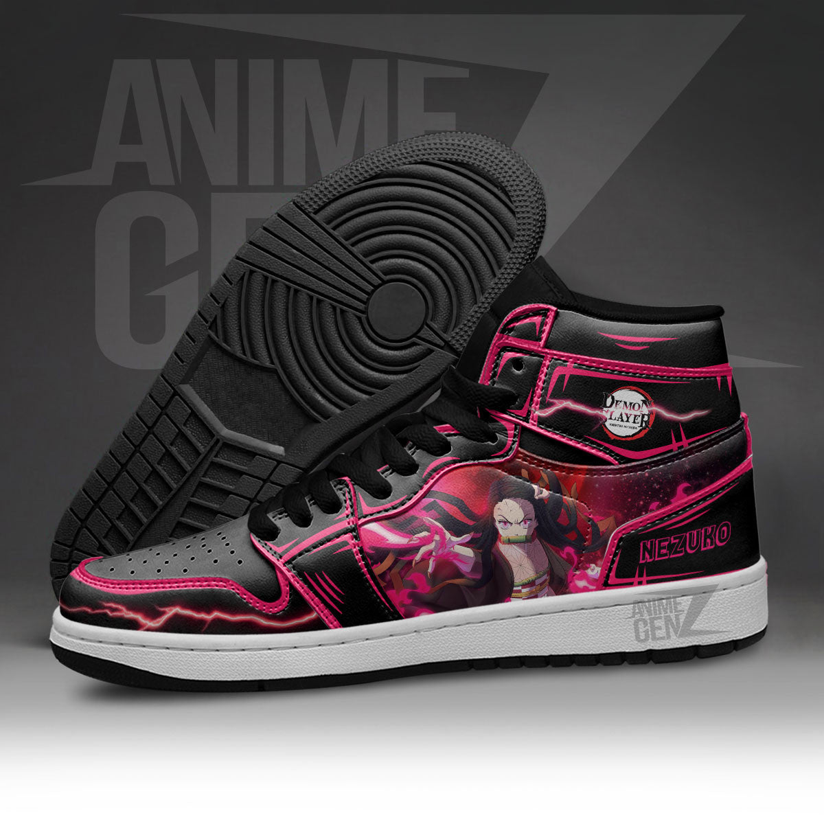 Demon Slayer Nezuko JD Sneakers Black Cool Style Custom Anime Shoes