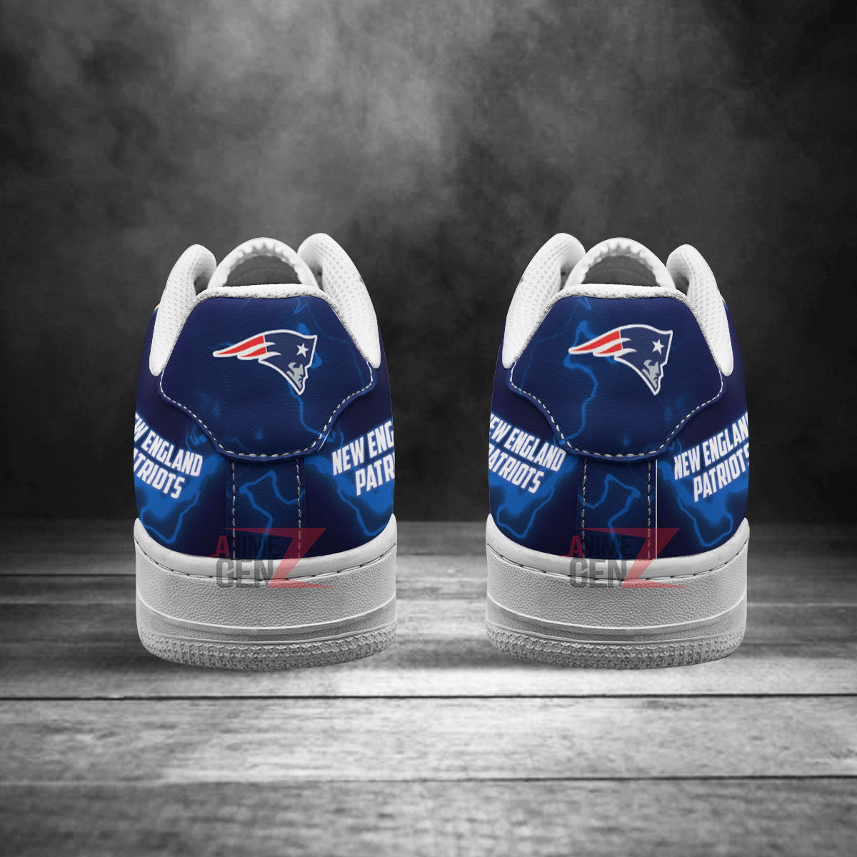 New England Patriots Air Sneakers Mascot Thunder Style Custom NFL Sport Shoes