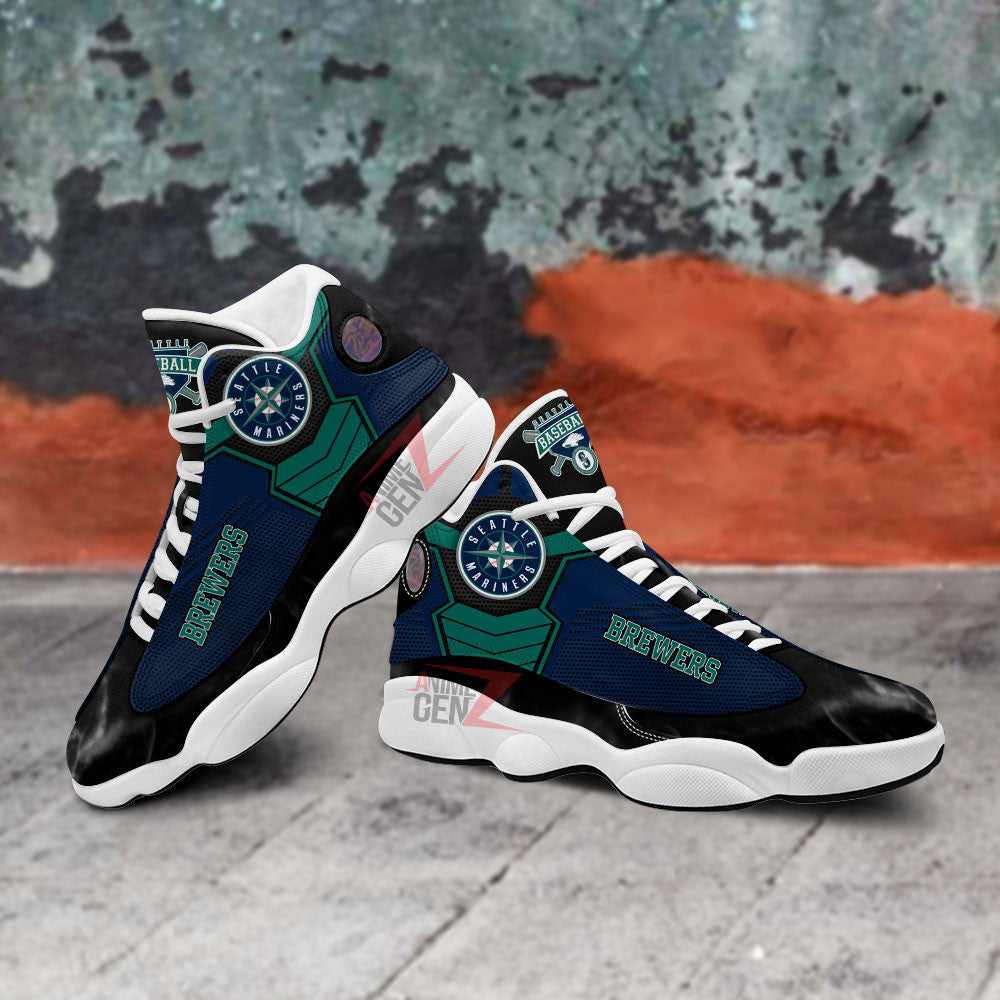 Seattle Mariners Air Jordan 13 Sneakers MLB Baseball Custom Sports Shoes