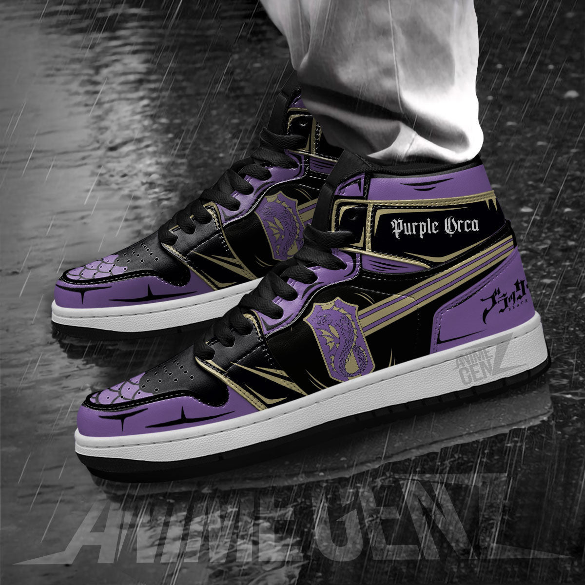 Purple Orca JD Sneakers Black Clover Custom Anime Shoes
