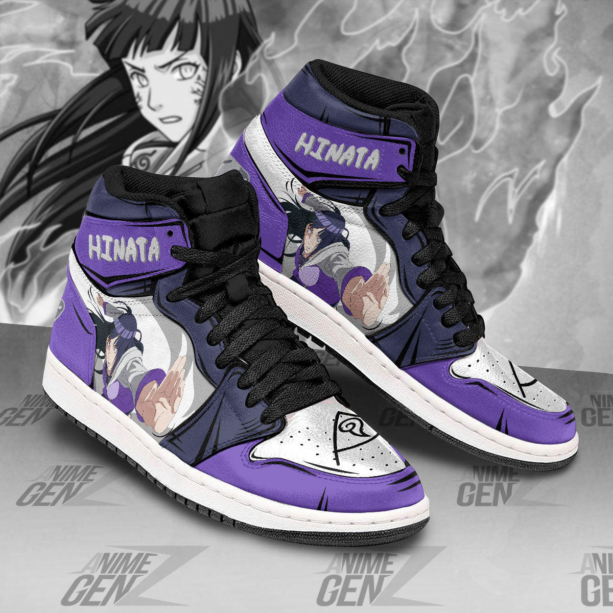 Naruto Hinata Hyuga JD Sneakers Custom Anime Shoes