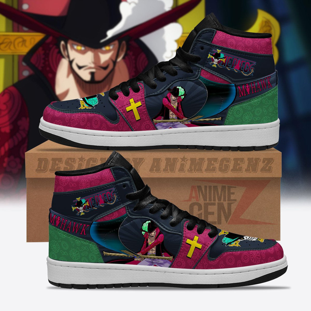 One Piece Dracule Mihawk JD Sneakers Custom Anime Shoes