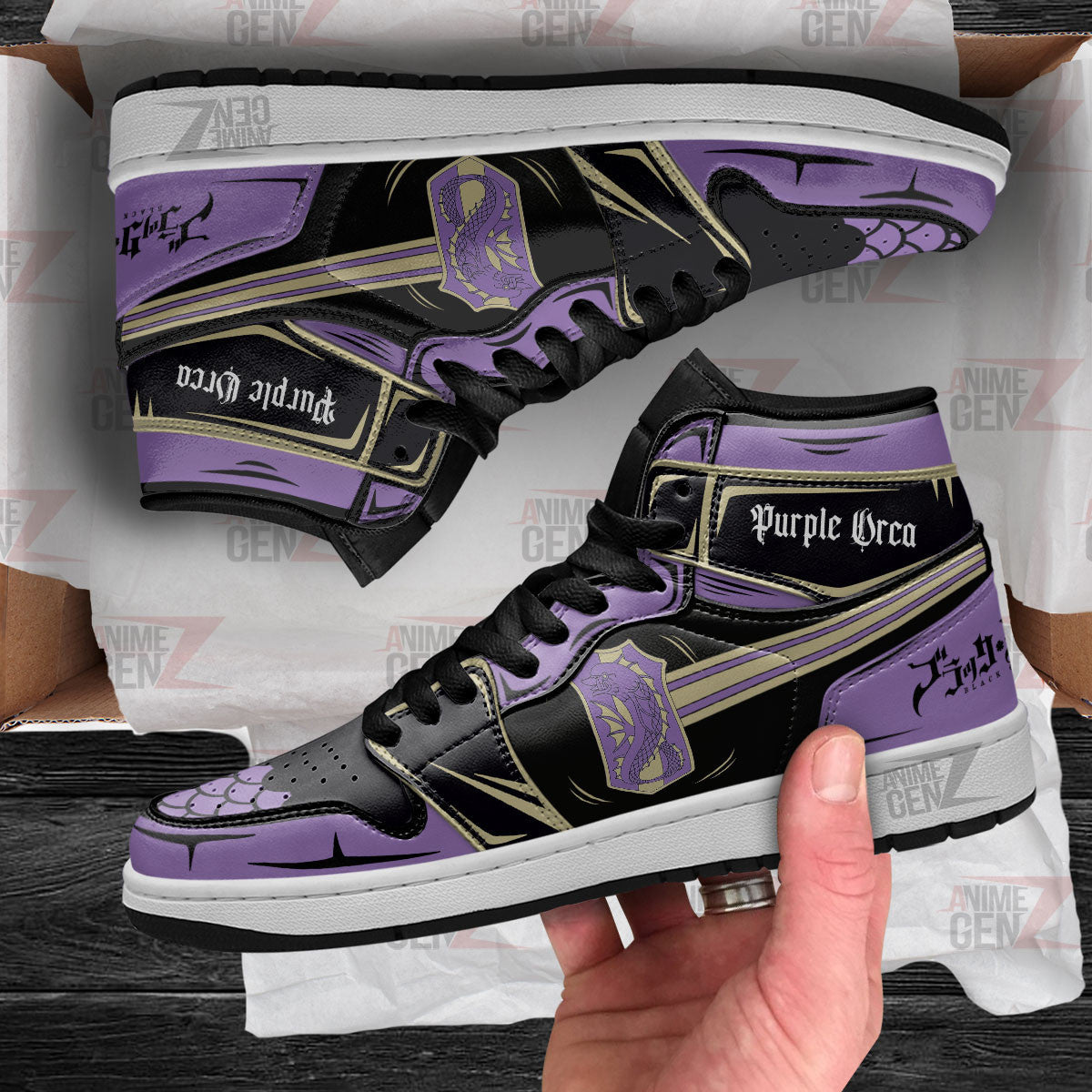 Purple Orca JD Sneakers Black Clover Custom Anime Shoes