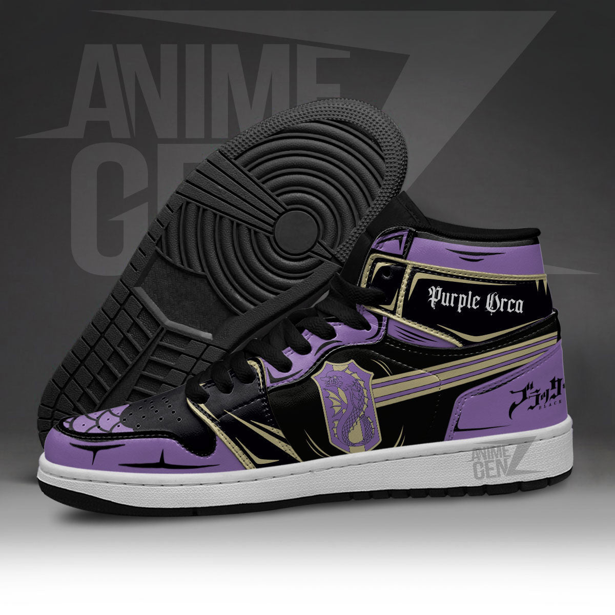 Purple Orca JD Sneakers Black Clover Custom Anime Shoes