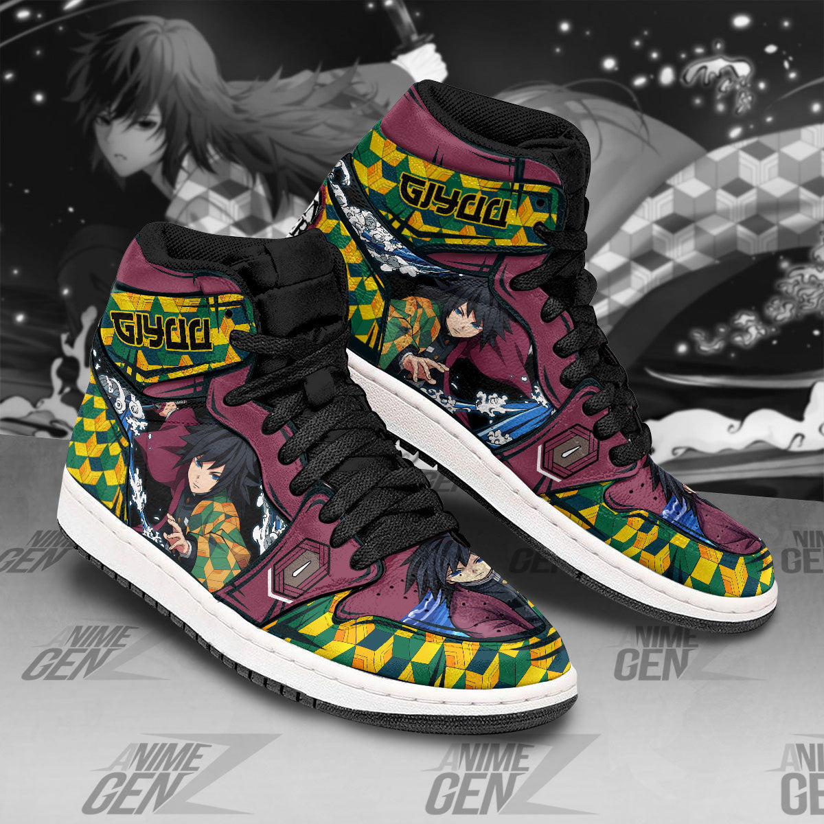 Demon Slayer JD Sneakers Tomioka Giyuu Custom Anime Shoes
