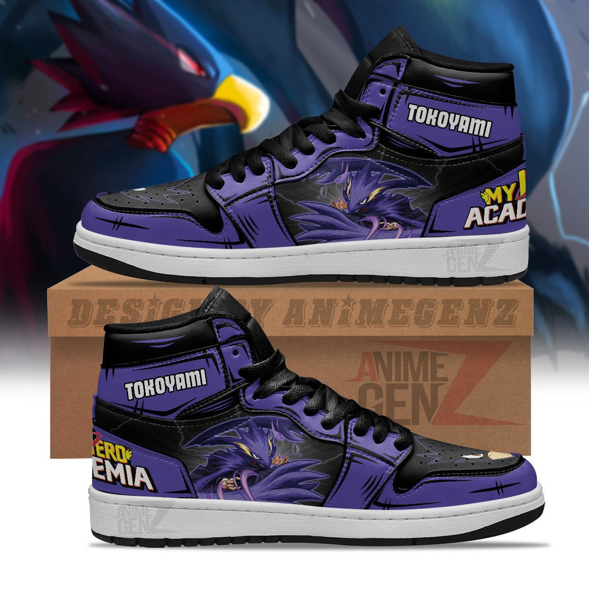 BNHA Tokoyami Fumikage JD Sneakers Custom Anime My Hero Academia Shoes