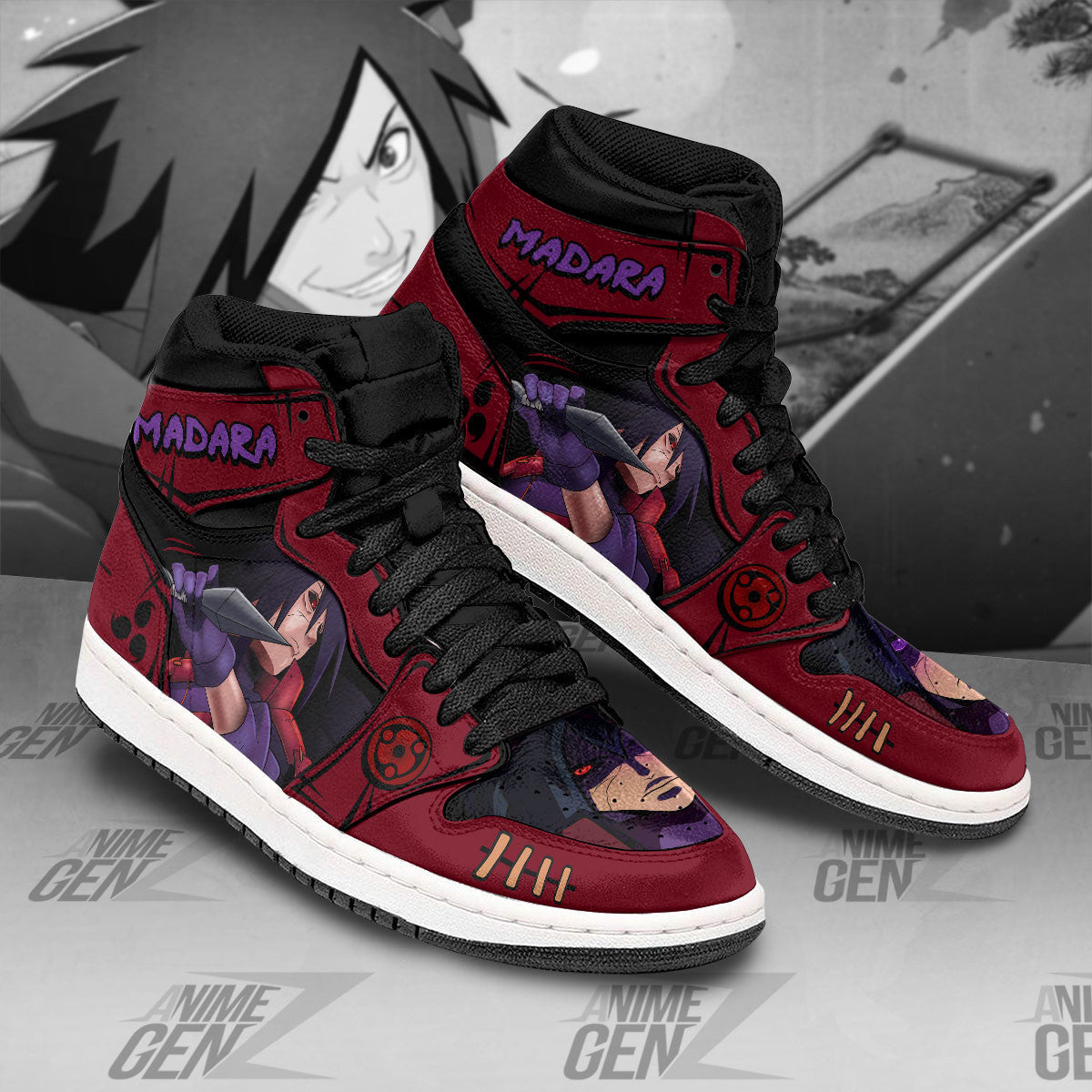 Naruto Anime JD Sneakers Madara Uchiha Anime Shoes