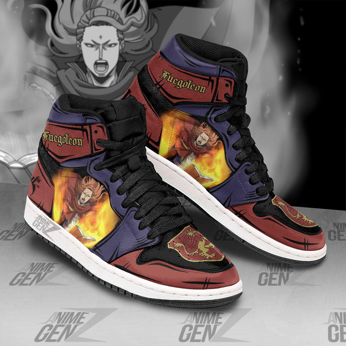 Fuegoleon Vermillion JD Sneakers Black Clover Custom Anime Shoes