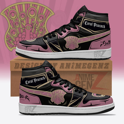 Coral Peacock JD Sneakers Black Clover Custom Anime Shoes