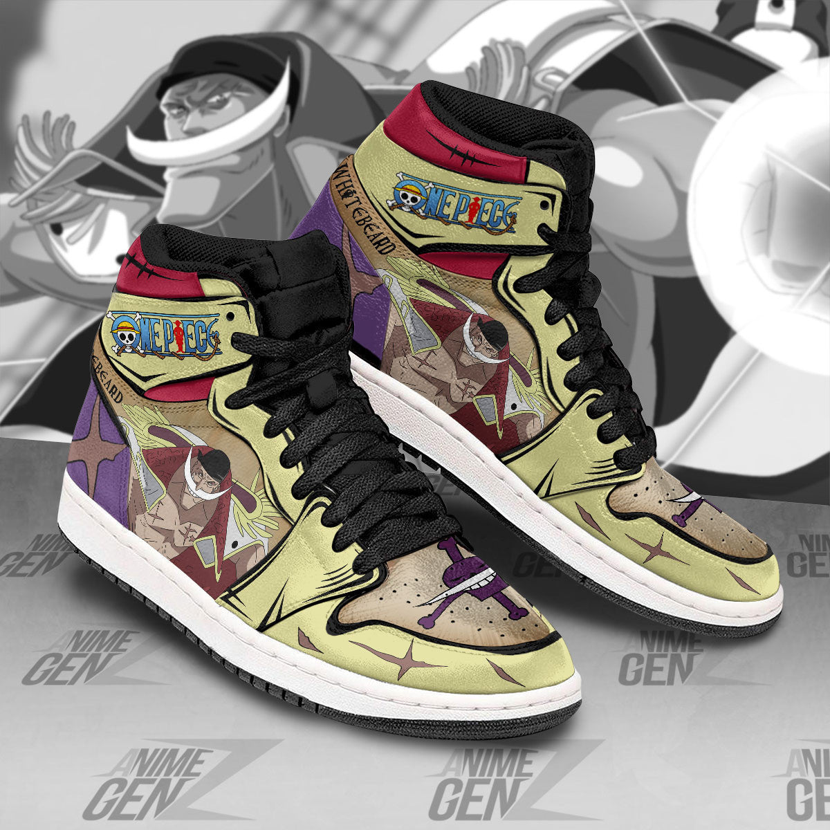 One Piece Edward Newgate Whitebeard JD Sneakers Custom Anime Shoes