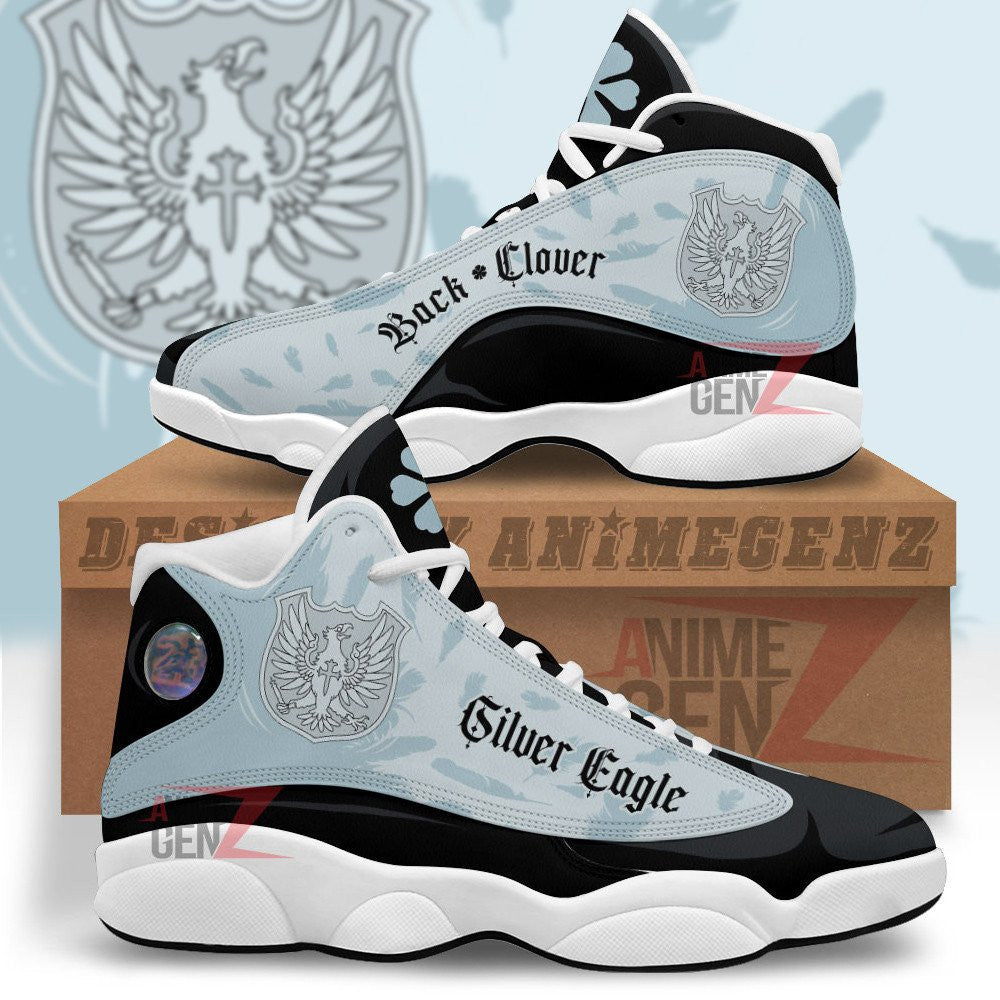 Back Clover Silver Eagle Air Jordan 13 Custom Anime Shoes