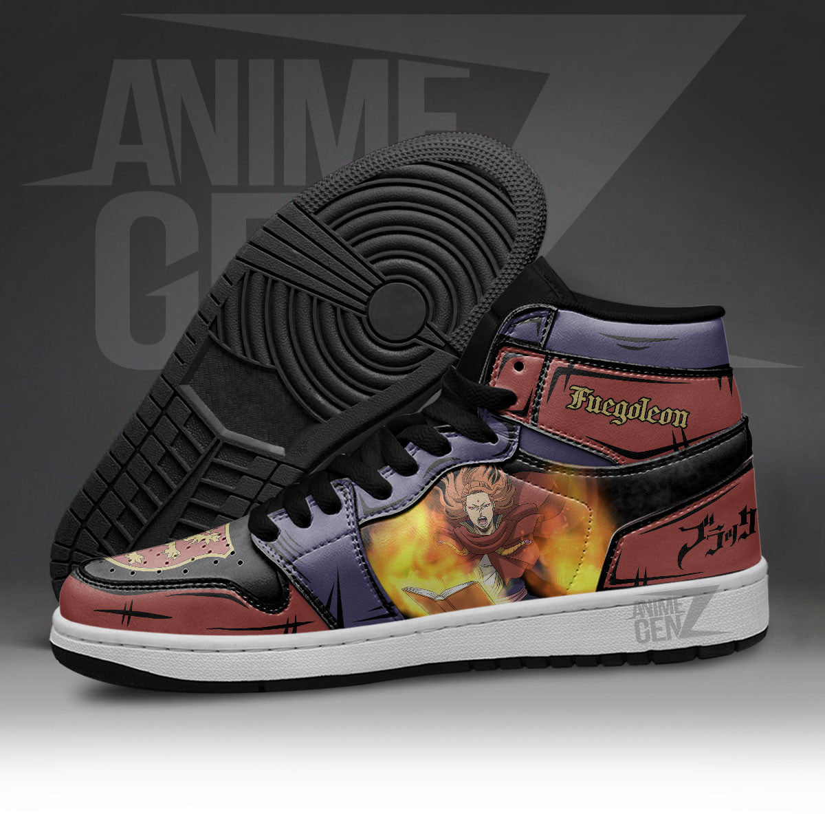 Fuegoleon Vermillion JD Sneakers Black Clover Custom Anime Shoes