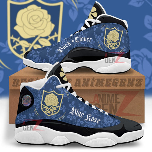 Back Clover Blue Rose Air Jordan 13 Custom Anime Shoes