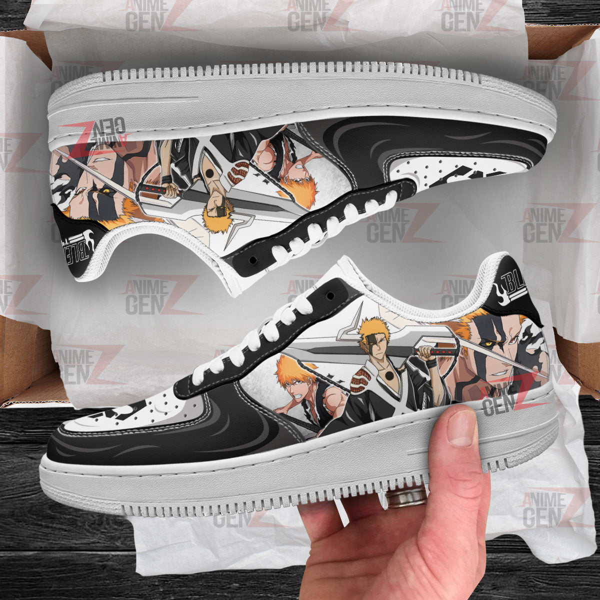 Bleach Kurosaki Ichigo Bankai Air Sneakers Custom Anime Shoes