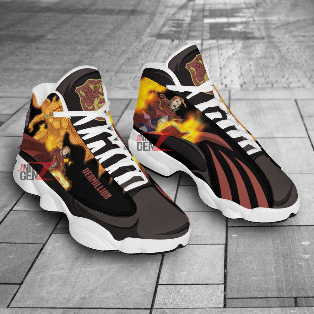 Black Clover Air Jordan 13 Sneakers Fuegoleon Vermillion Black Bull Custom Anime Shoes