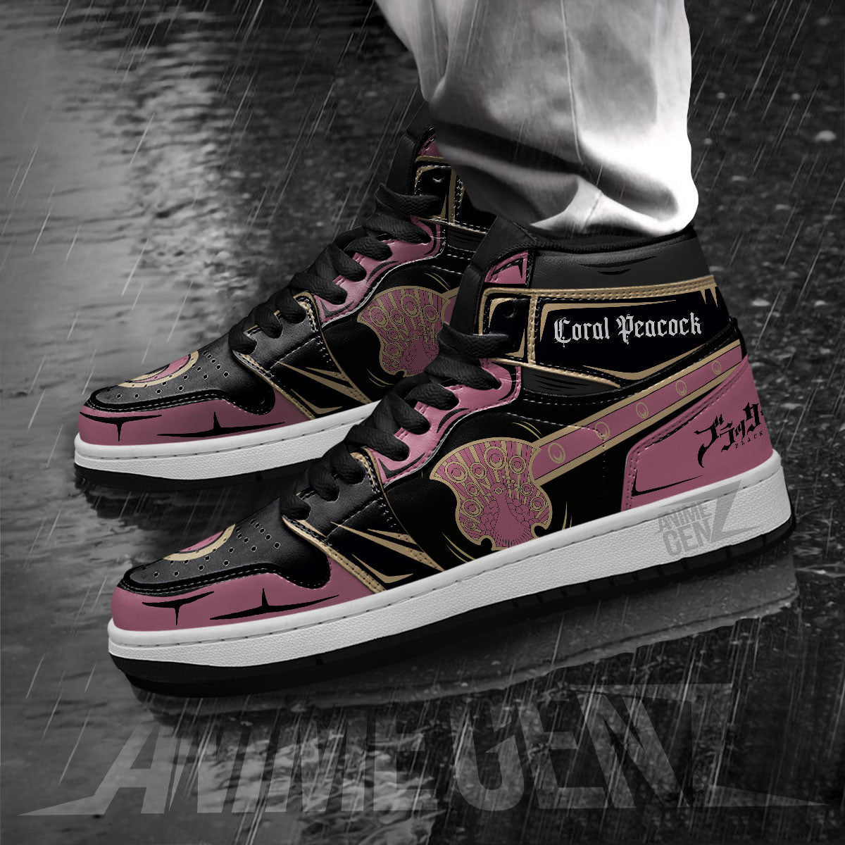 Coral Peacock JD Sneakers Black Clover Custom Anime Shoes