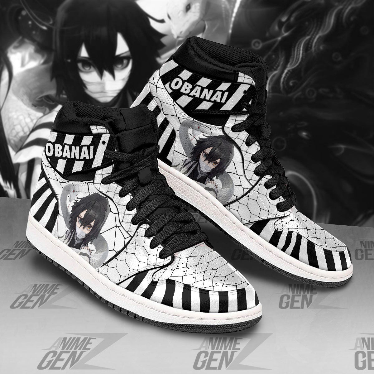 Demon Slayers Obanai Iguro Serpent Hashira JD Sneakers Custom Anime Shoes
