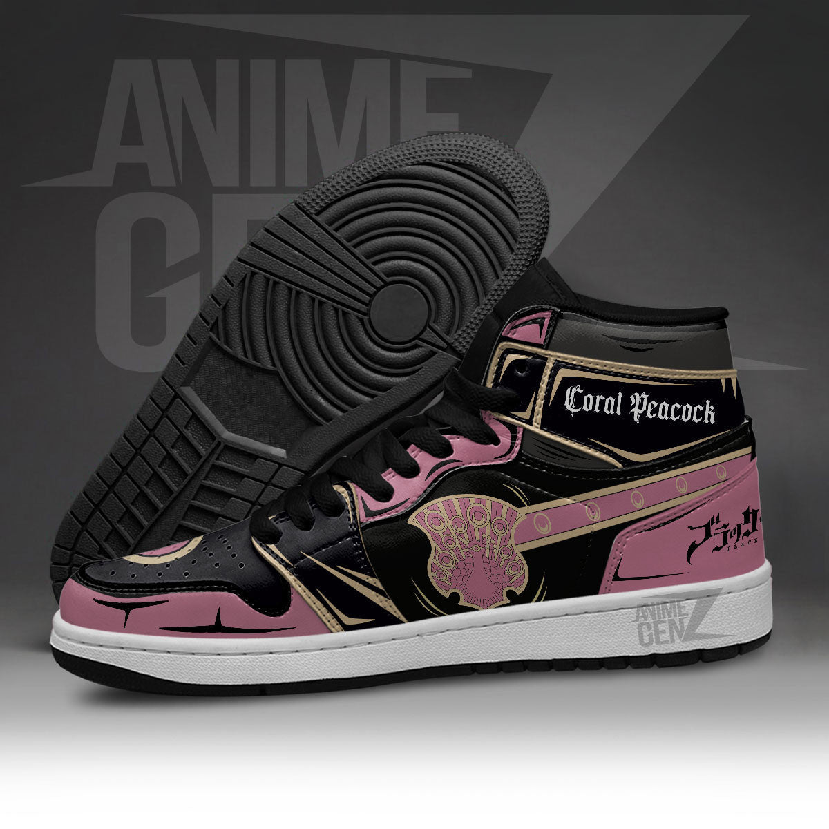 Coral Peacock JD Sneakers Black Clover Custom Anime Shoes