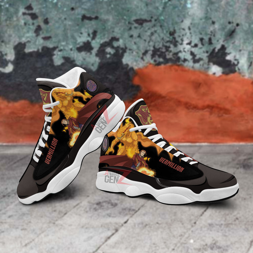 Black Clover Air Jordan 13 Sneakers Fuegoleon Vermillion Black Bull Custom Anime Shoes