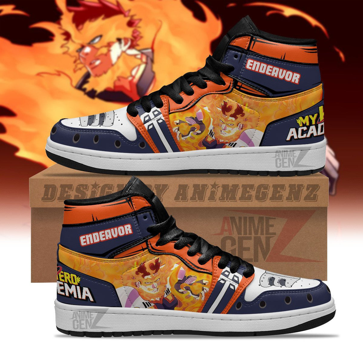 Enji Todoroki Endeavor JD Sneakers Custom Anime My Hero Academia Shoes