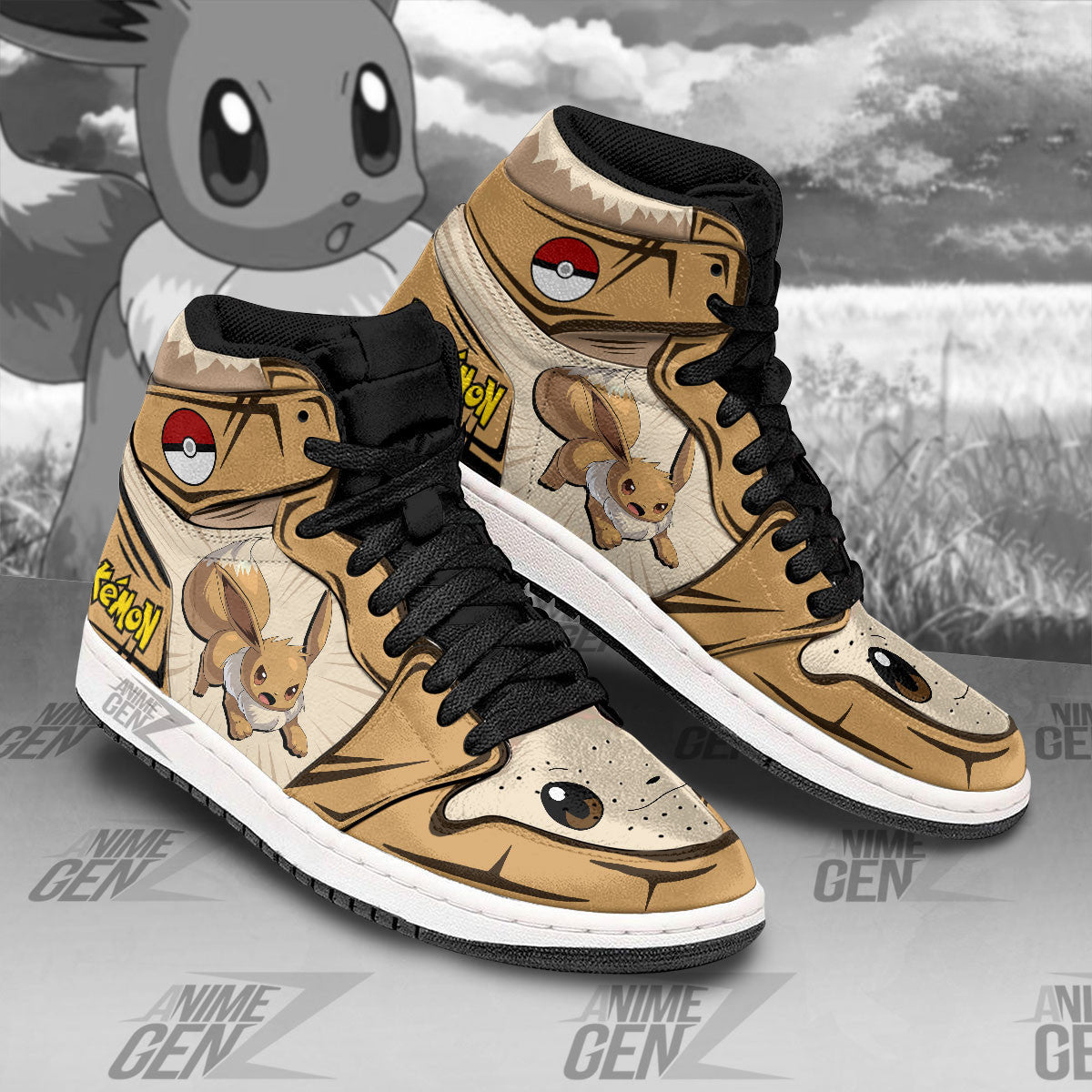 Pokemon Eevee JD Sneakers Custom Anime Shoes