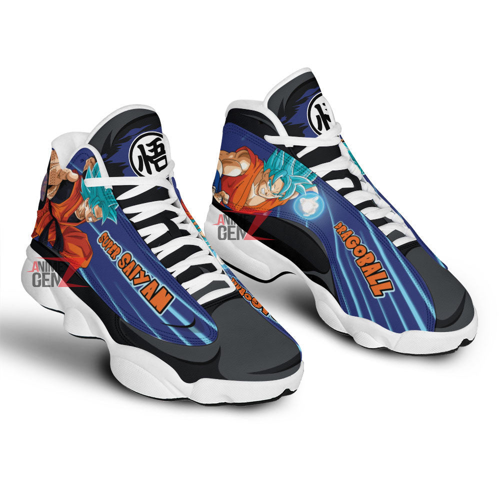 Dragon Ball Goku Super Saiyan Blue Air Jordan 13 Sneakers Custom Anime Shoes