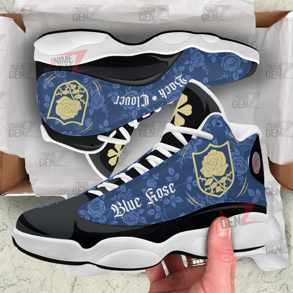 Back Clover Blue Rose Air Jordan 13 Custom Anime Shoes