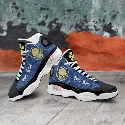 Back Clover Blue Rose Air Jordan 13 Custom Anime Shoes