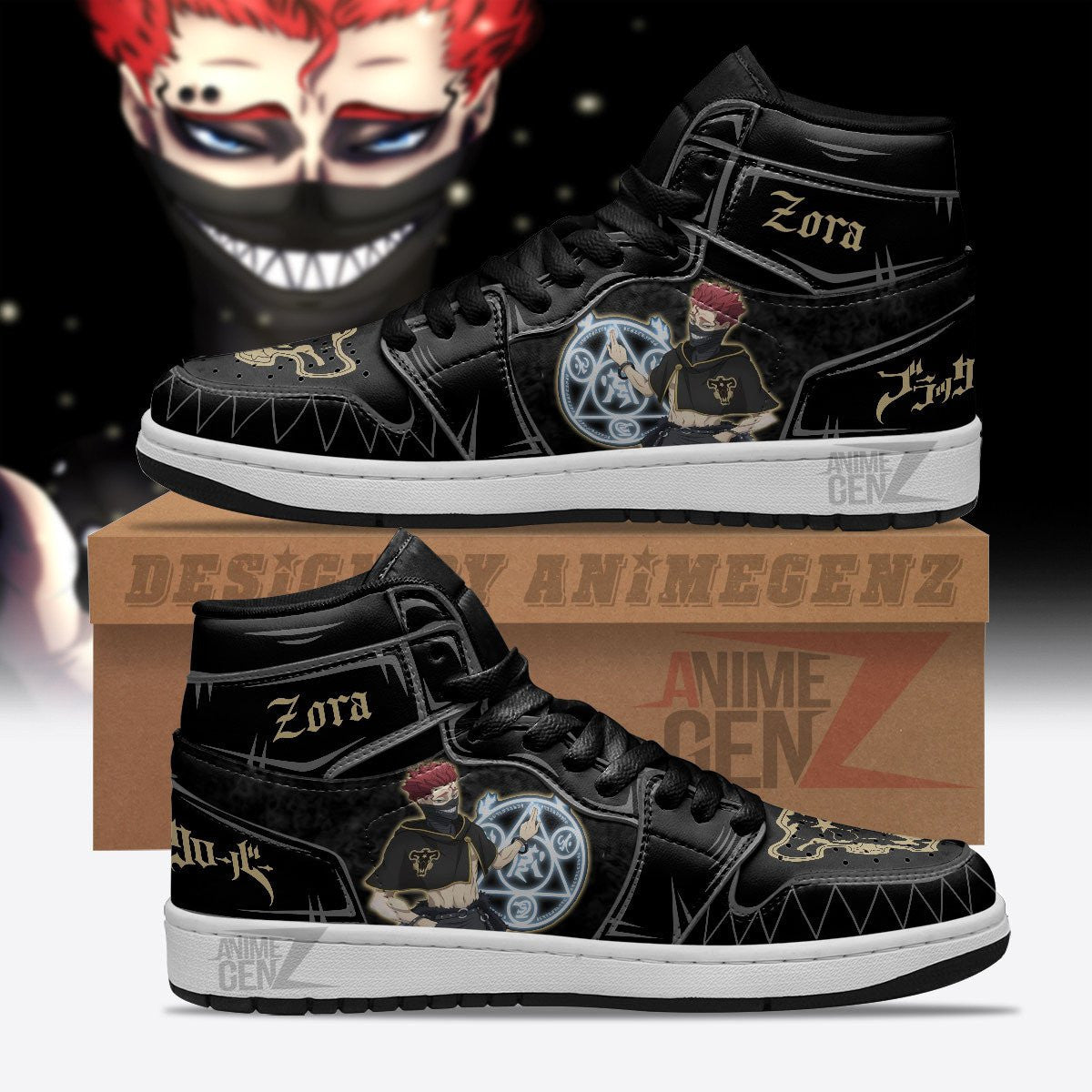 Zora Ideale JD Sneakers Black Clover Custom Anime Shoes