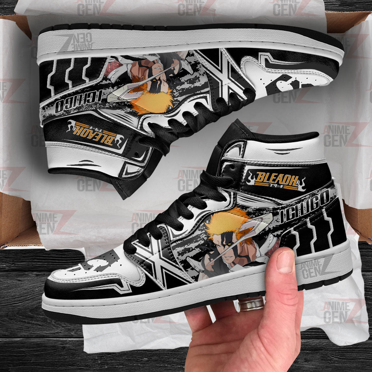 Bleach JD Sneakers Kurosaki Ichigo True Bankai Custom Anime Shoes Ph220413-01