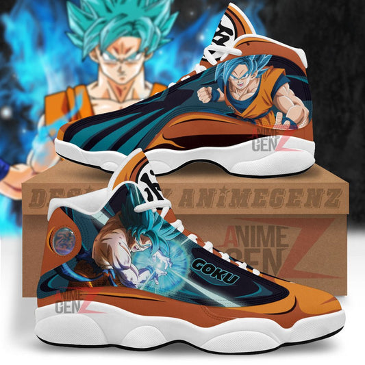 Dragon Ball Sneakers Goku Super Saiyan Blue Air Jordan 13 Sneakers Custom Anime Shoes