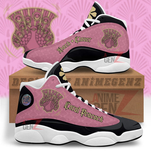 Back Clover Coral Peacock Air Jordan 13 Custom Anime Shoes Th220428-02