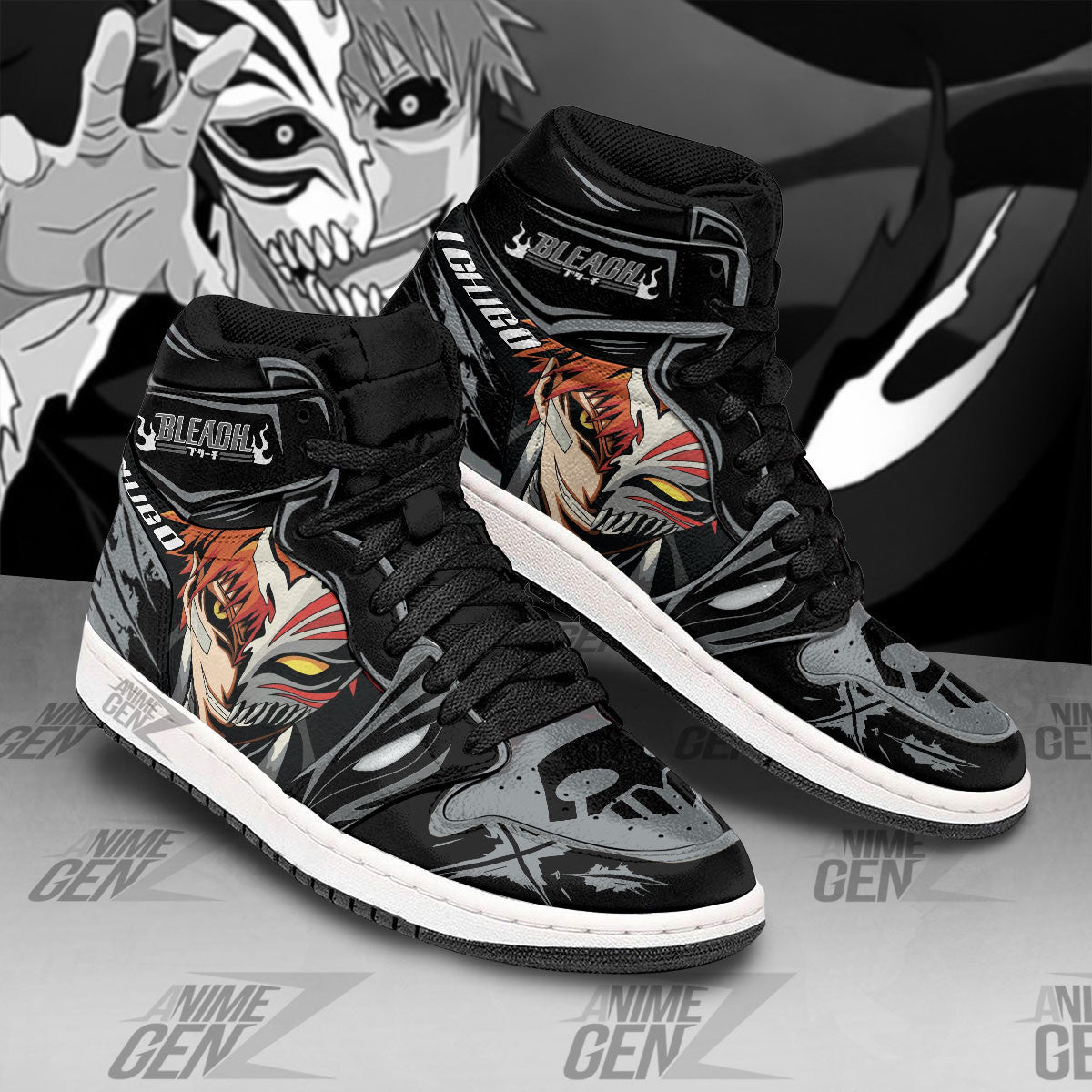 Bleach JD Sneakers Kurosaki Ichigo Holow Mask Custom Anime Shoes