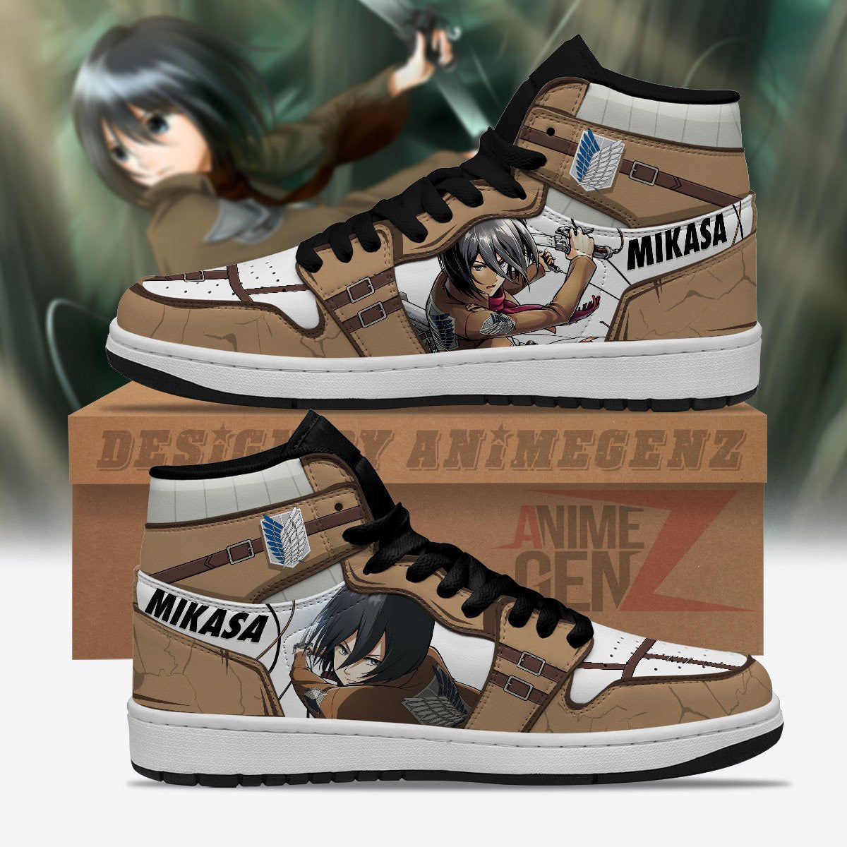 Attack On Titan JD Sneakers Mikasa Ackerman Custom Anime Shoes