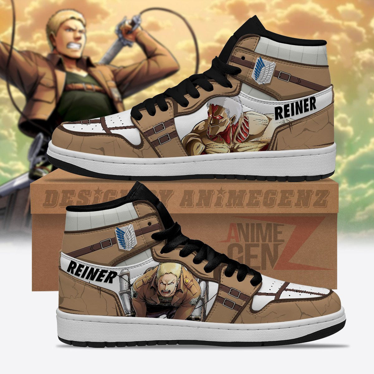 Attack On Titan JD Sneakers Reiner Braun Custom Anime Shoes