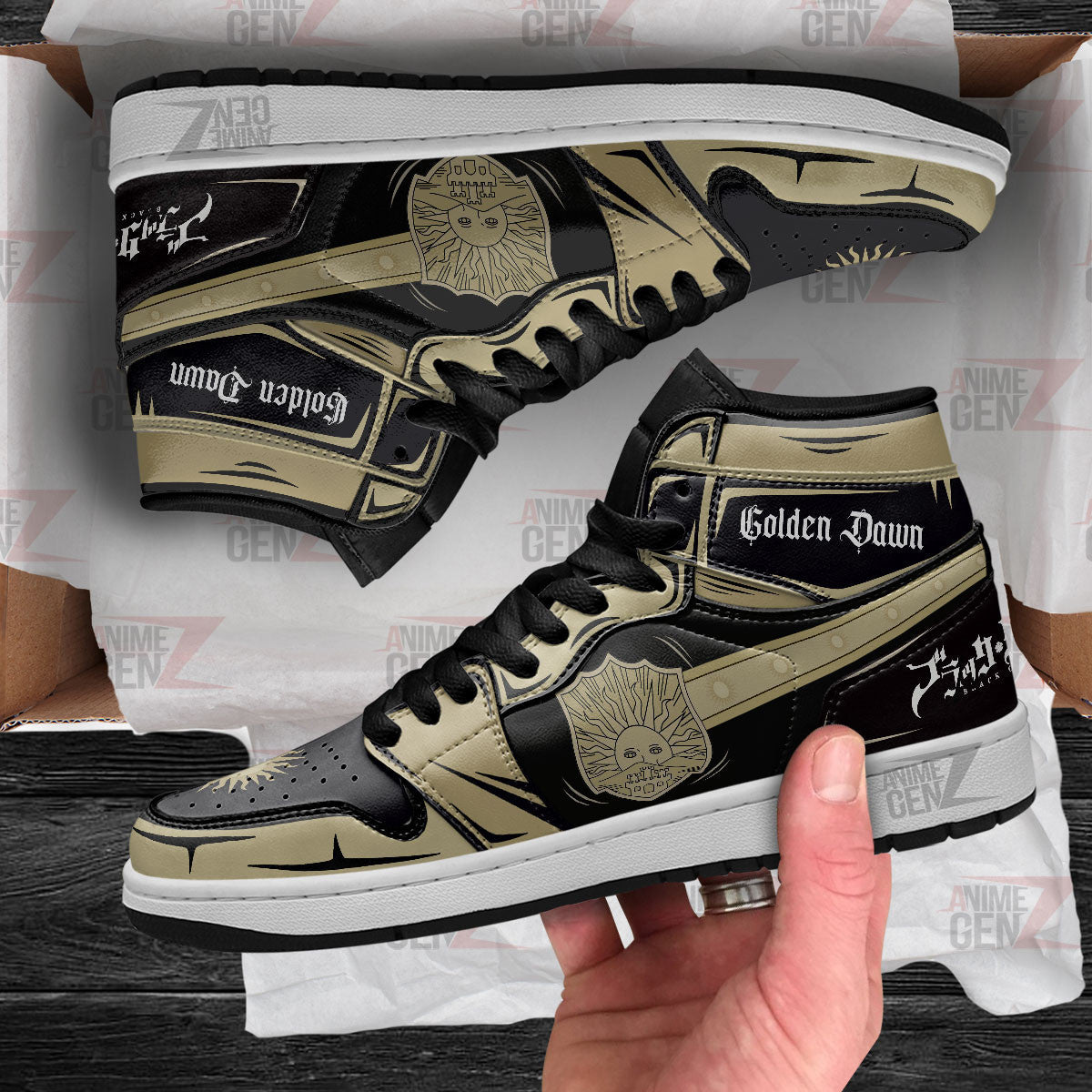 Golden Dawn JD Sneakers Black Clover Custom Anime Shoes