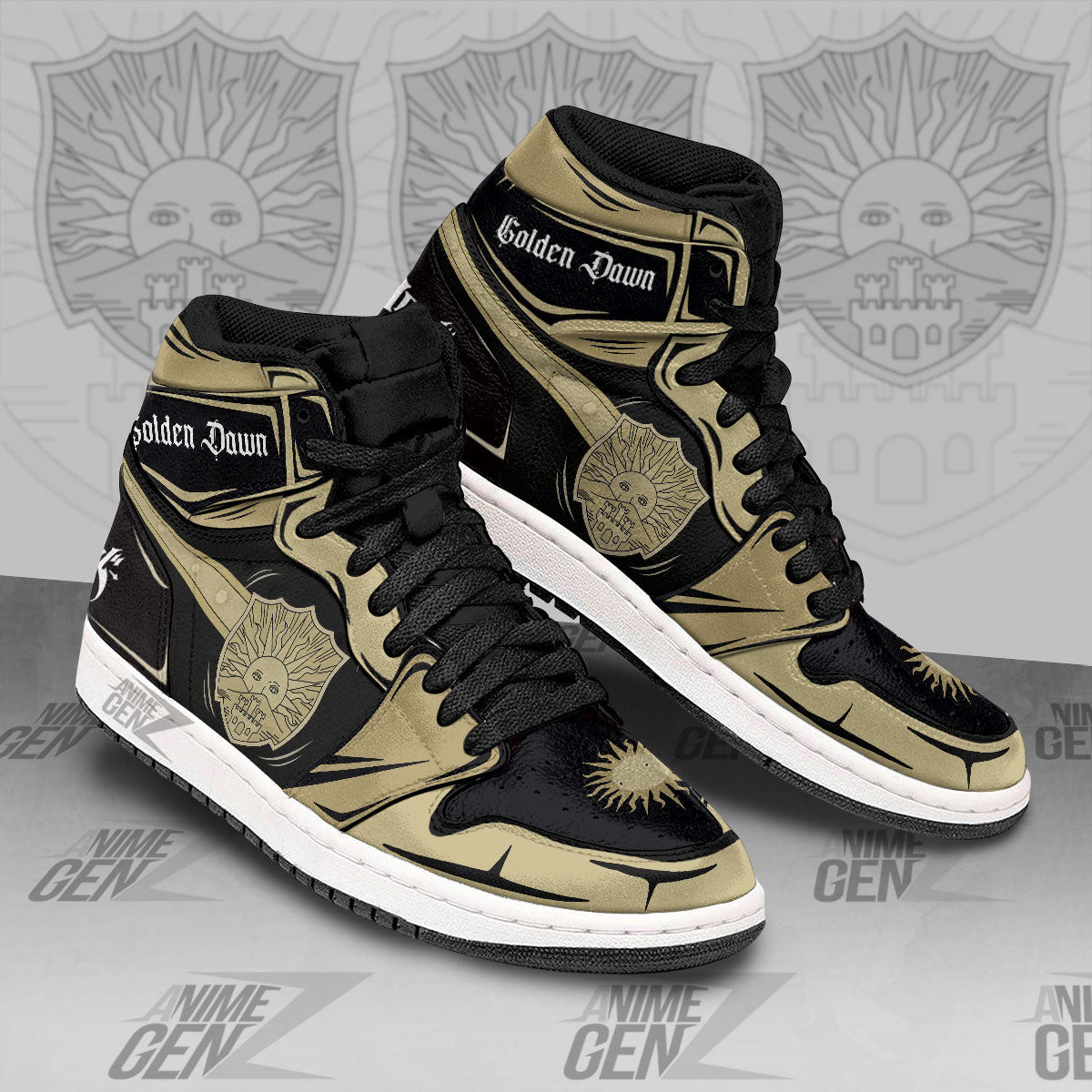 Golden Dawn JD Sneakers Black Clover Custom Anime Shoes