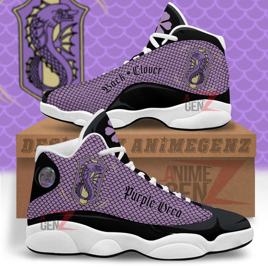 Back Clover Purple Orca Air Jordan 13 Custom Anime Shoes