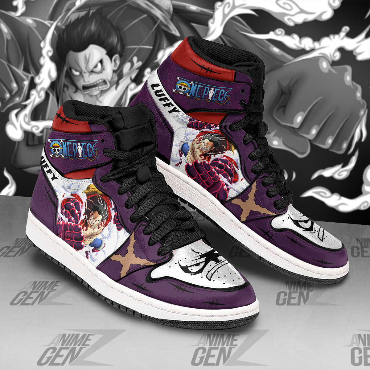 One Piece Monkey D.Luffy JD Sneakers Gear 4 Snake Man Custom Anime Shoes
