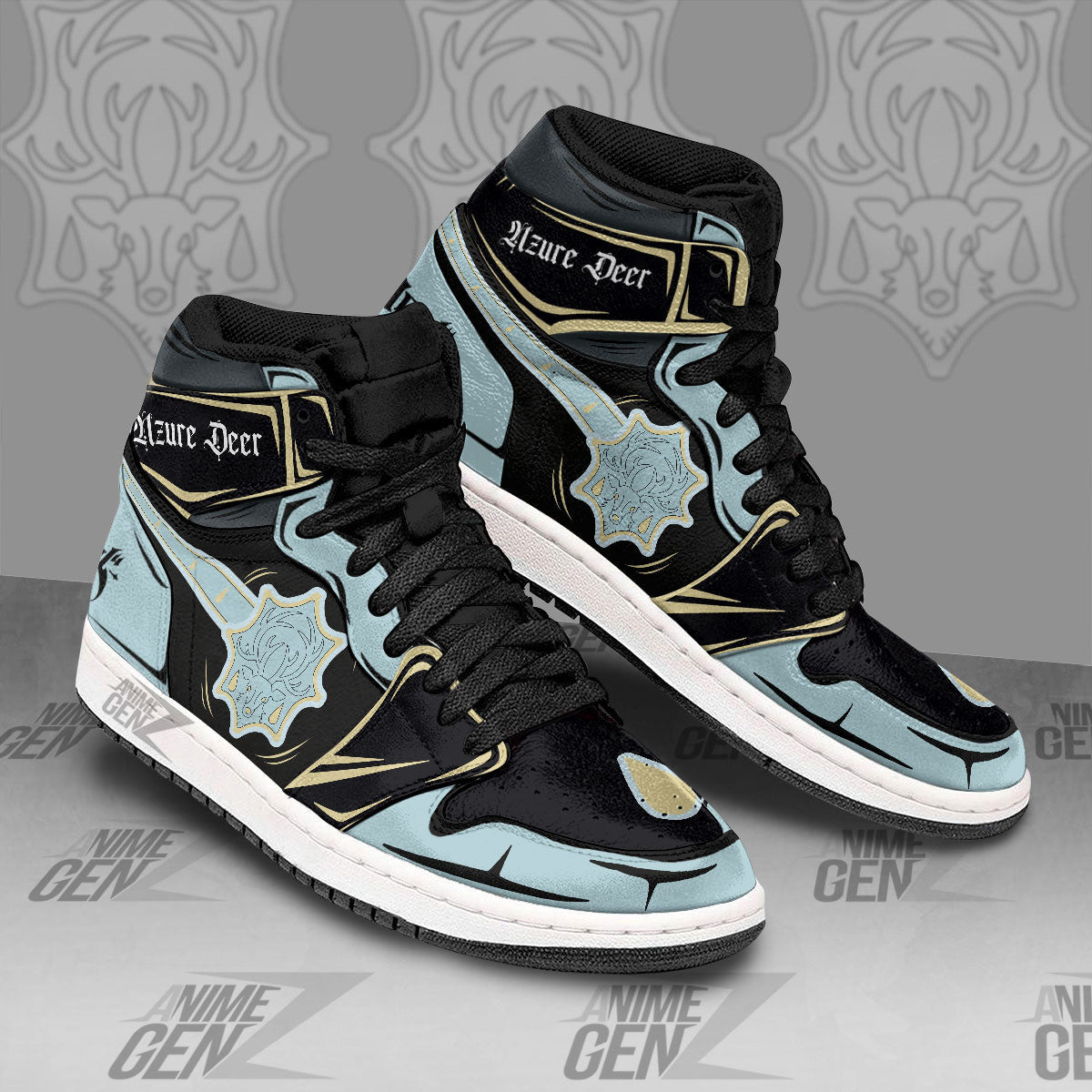 Azure Deer JD Sneakers Black Clover Custom Anime Shoes