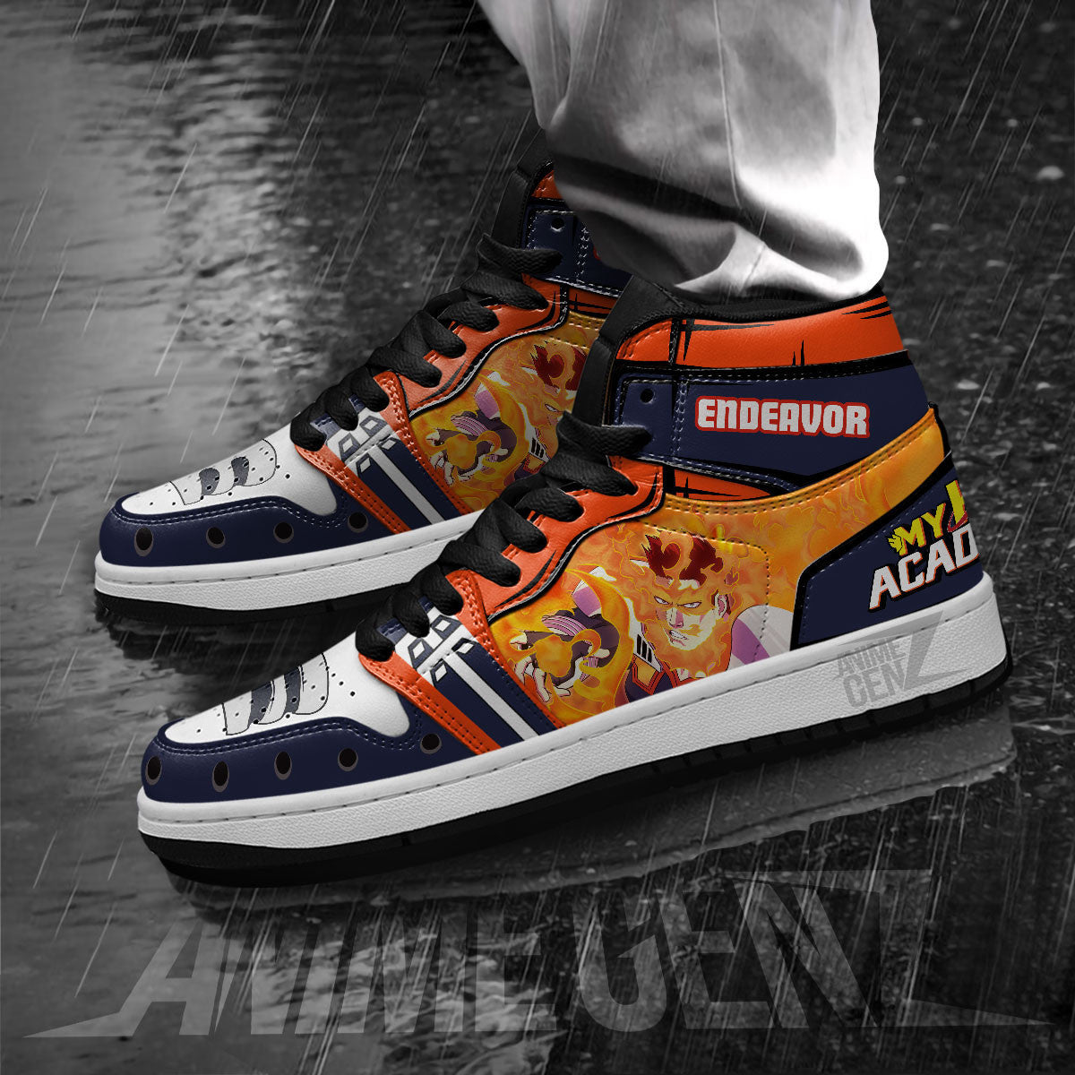 Enji Todoroki Endeavor JD Sneakers Custom Anime My Hero Academia Shoes