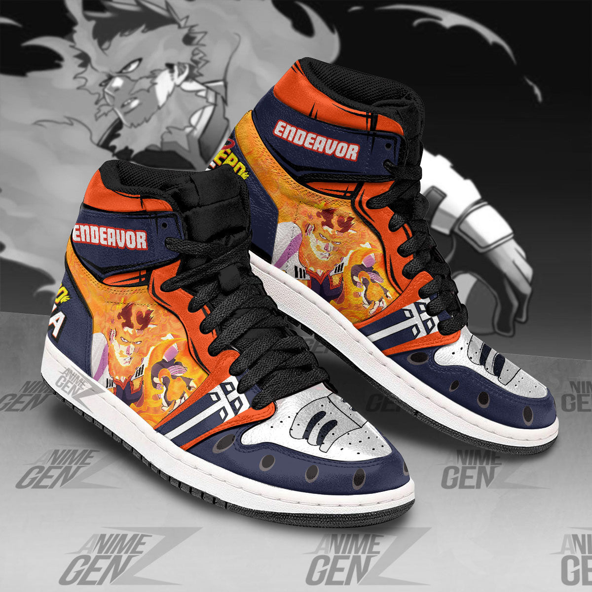 Enji Todoroki Endeavor JD Sneakers Custom Anime My Hero Academia Shoes