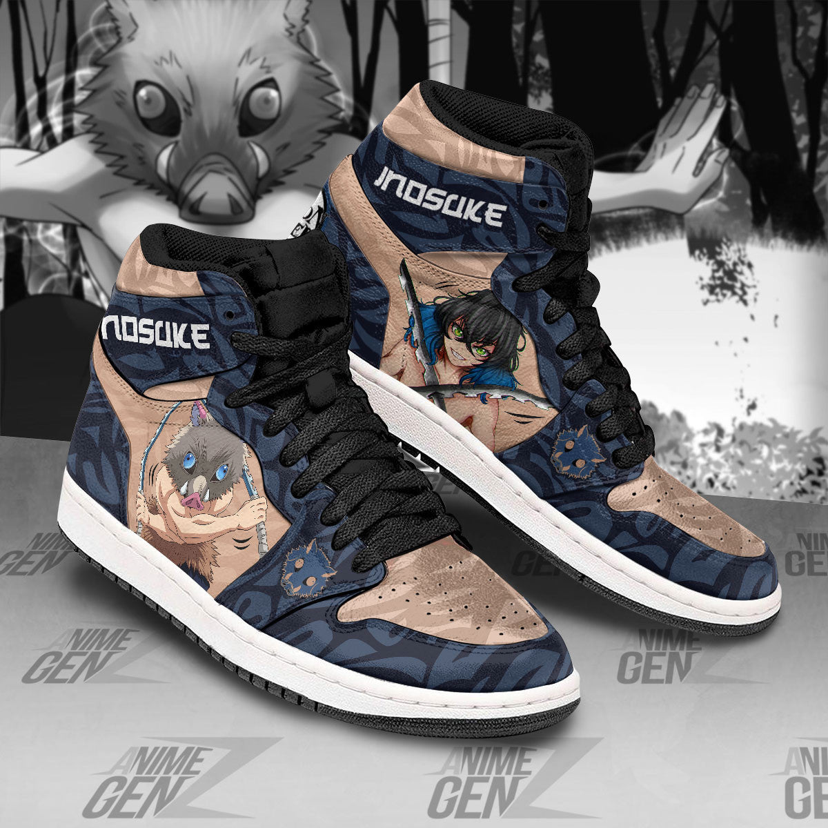 Demon Slayer JD Sneakers Hashibira Inosuke Custom Anime Shoes