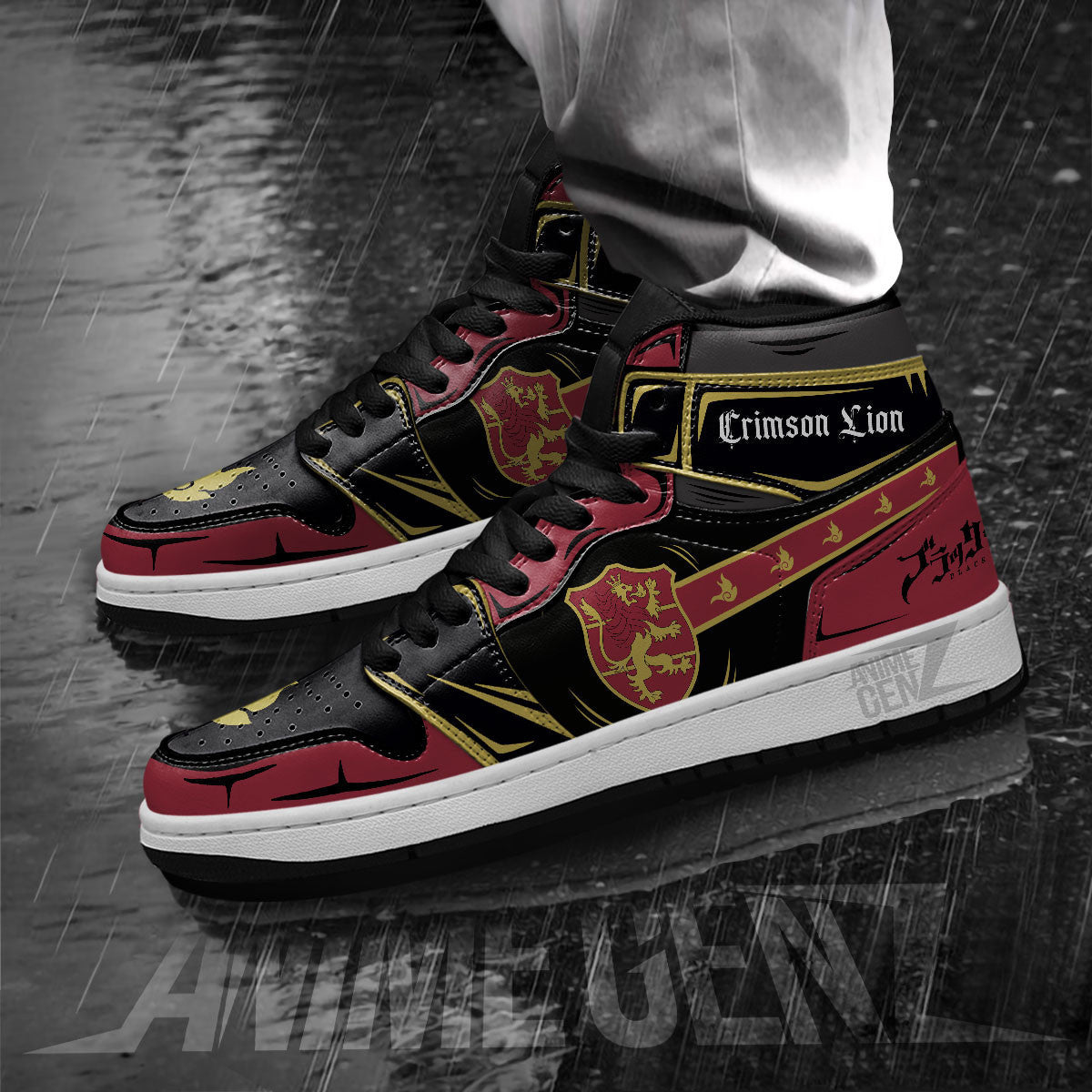 Crimson Lion JD Sneakers Black Clover Custom Anime Shoes