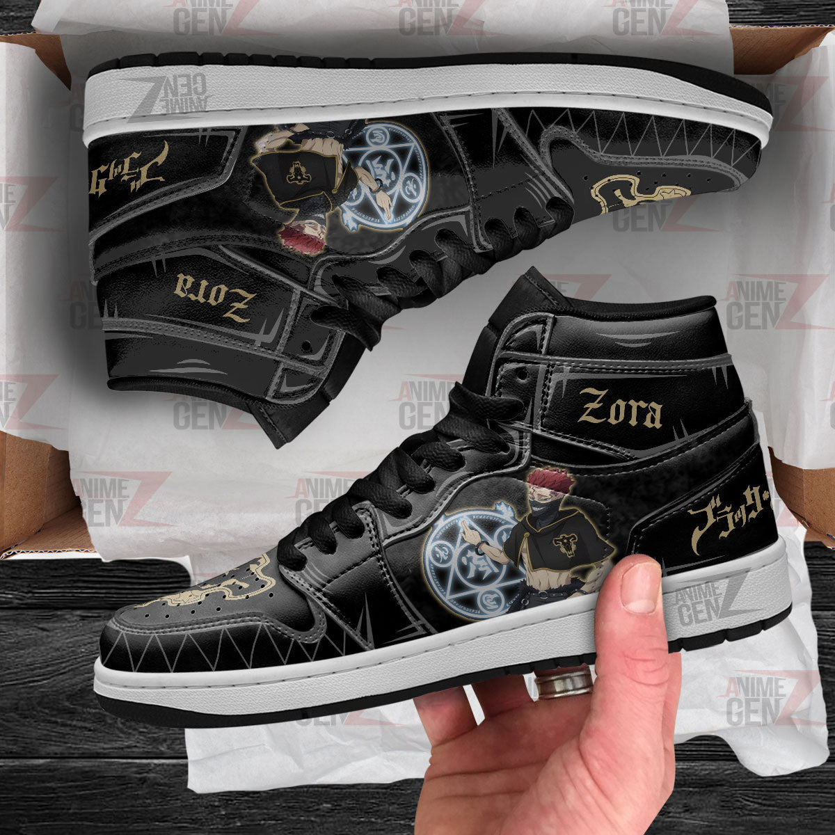 Zora Ideale JD Sneakers Black Clover Custom Anime Shoes