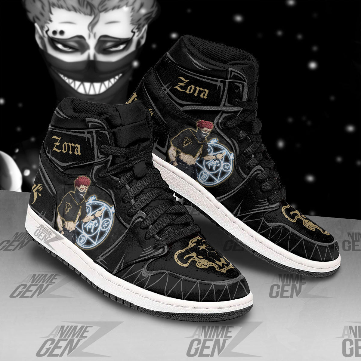Zora Ideale JD Sneakers Black Clover Custom Anime Shoes