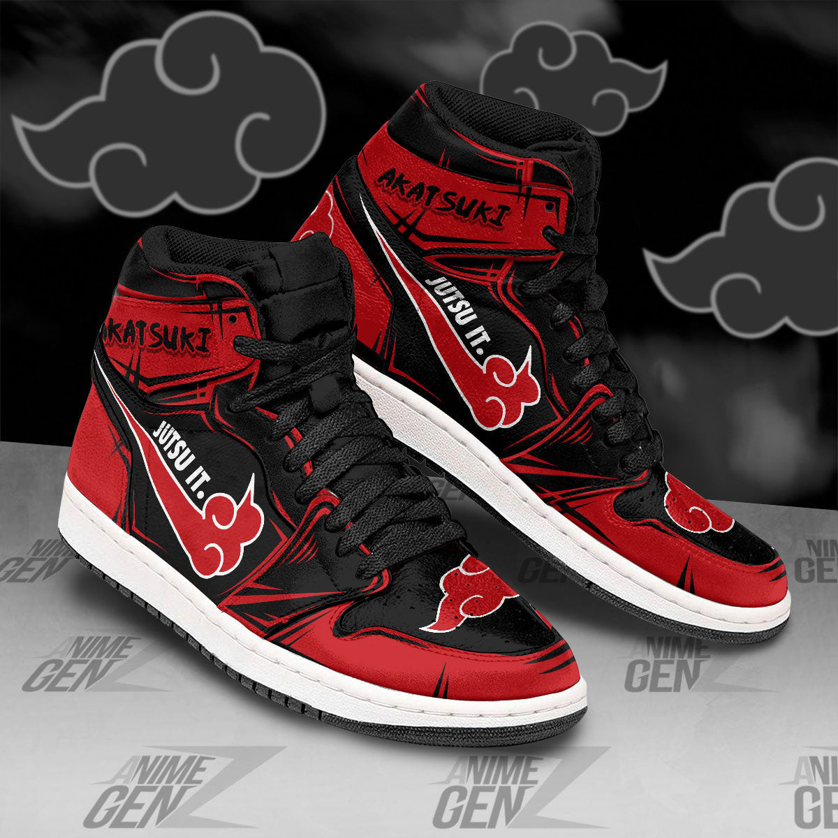 Naruto Akatsuki JD Sneakers Akatsuki Jutsu It Custom Anime Shoes