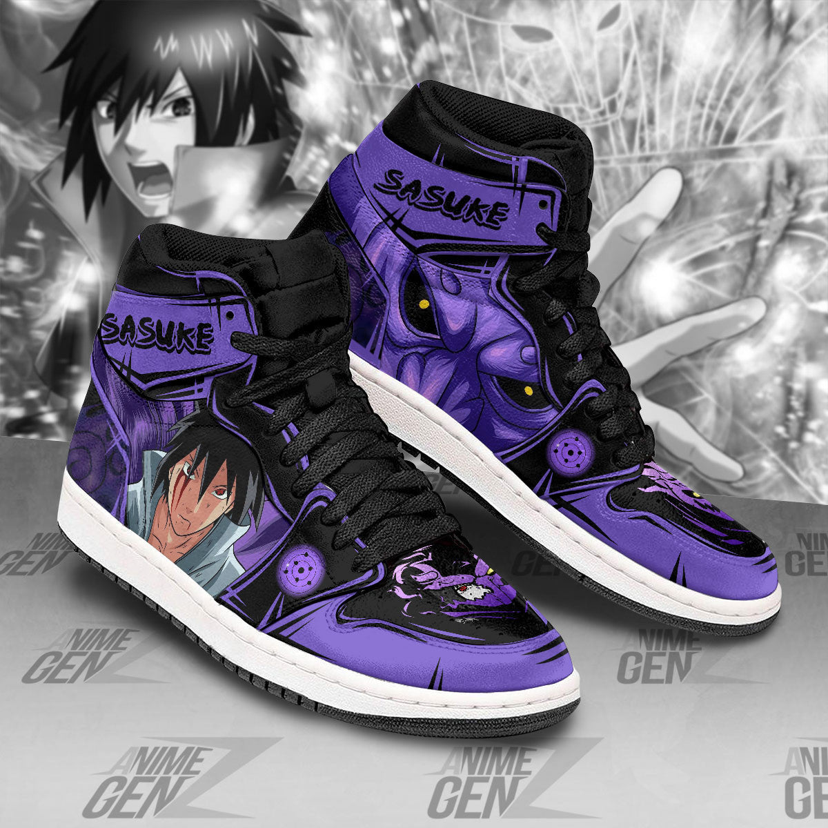 Naruto JD Sneakers Uchiha Sasuke Susanoo Custom Anime Shoes