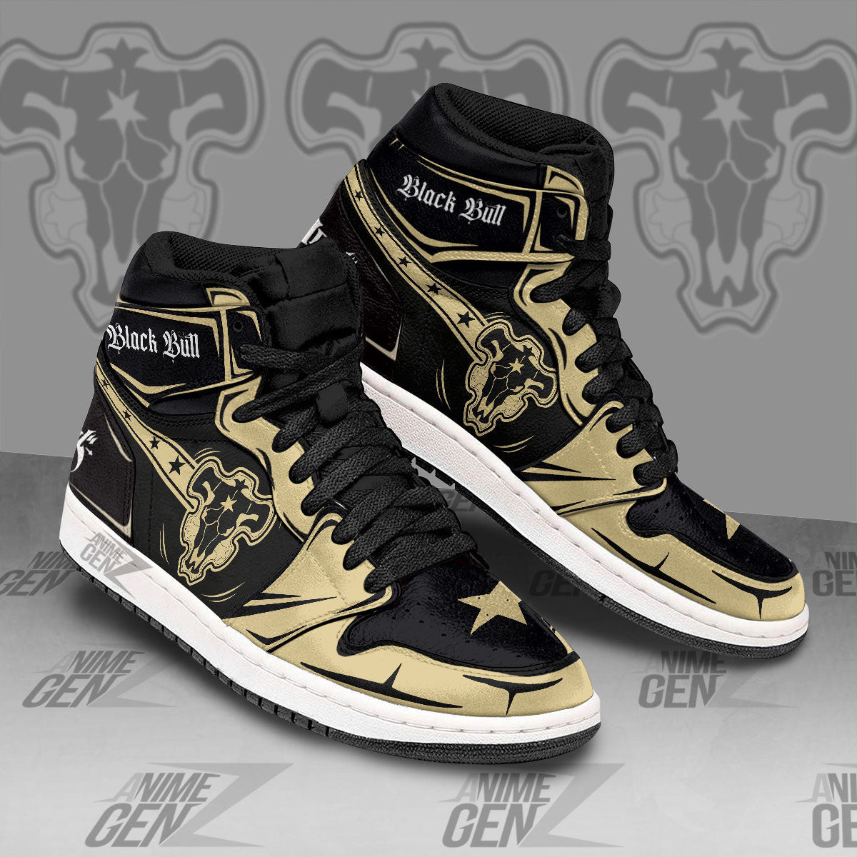 Black Bull JD Sneakers Black Clover Custom Anime Shoes