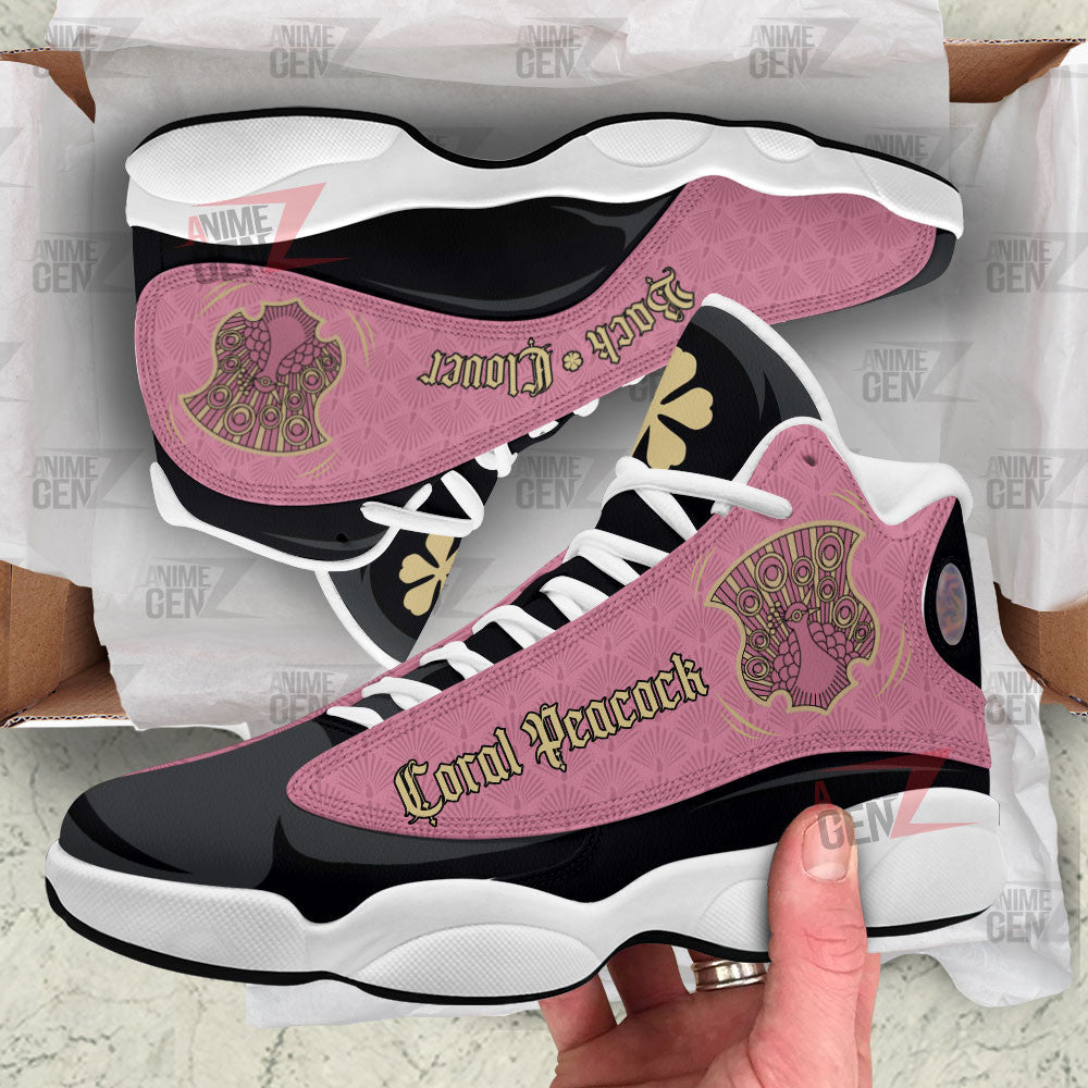 Back Clover Coral Peacock Air Jordan 13 Custom Anime Shoes Th220428-02